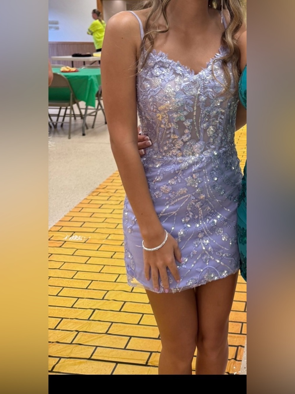 Lavender Sequin Mini Dress with Spaghetti Straps